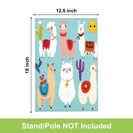 HGOD DESIGNS Llamas Flower Garden Flags for Outside Cactus Cute Cartoon Alpaca Animal Peru Natural Tropical Small Yard Flag Farmhouse Yard Outdoor Decoration 12.5X18 Inch