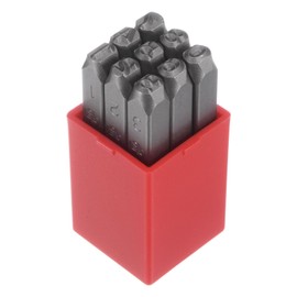 HARFINGTON 9pcs Number Stamp Set 3/16" 5mm High Tool Steel 0-9 Punch Press Tools Metal Stamps Set Hammer Hand Punch for Metal Plastic Wood Leather Brass Stamping