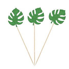 Monstera Leaf Centerpiece Sticks, 12-Pack Table Topper Double-Sided Tropical Baby Shower Party Decorations