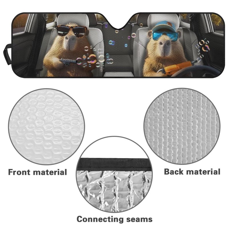 TSVAGA Auto Sun Shades Front Windshield Funny Capybara Car Sun