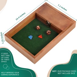 XINSHUOCH Wooden D&D Dice Rolling Tray with Dice Storage, Dice Box with Metal Latch Secures Great for Tabletop Games Perfect DND Gift for Travel (X-Large)