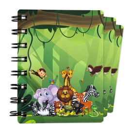 Toyseum 12 x Mini Animal Notebooks, Jungle Party Bag Fillers for Kids, A7 Pocket Size, 160 Pages, Themed Small Gift Stationery Favours, Notepads for Childrens School Prizes, Pack of 12