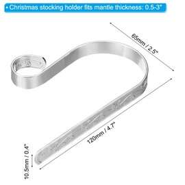 PATIKIL Christmas Stocking Holders, 2pcs Stocking Holder Stand Anti-Slip Metal Hooks Multi-use Adjustable Patterned for Fireplace Indoor Christmas Decorations, Silver