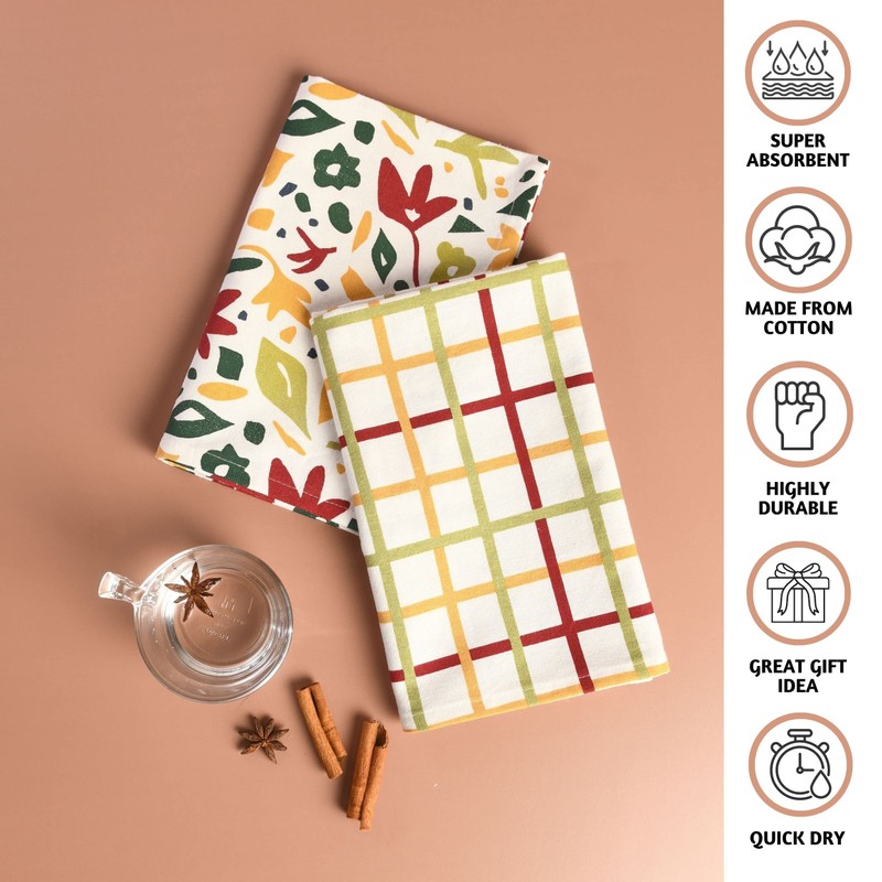 Folkulture - Toallas de cocina de otoño con lazo para