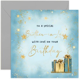 Old English Co. Special Brother in Law Birthday Card for Him - Birthday Gifts for Men - For Him - Metallic Gold Foil Sparkle Design - Birthday Cards for Men | Blank Inside