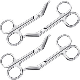 4 Pieces Ostomy Scissors Bandage Scissors Nursing Scissors Stainless Steel Scissors for Doctors, Nurses, Veterinary Home Nursing, 4.3 x 2.1 Inch, Curved (Silver)