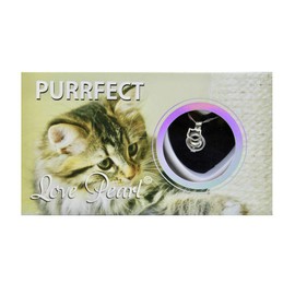 Purrfect Cat Love Necklace Set - Cultured Pearl Pendant and 16" Stainless Steel Chain, Stainless Steel