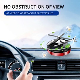 Corunkeer Car Air Freshener, Helicopter Solar Energy Rotating Aromatherapy Al Alloy Diffuser,Long-Lasting Fragrance, Interior Decoration Accessories Diffuser for Car and Home (Red)