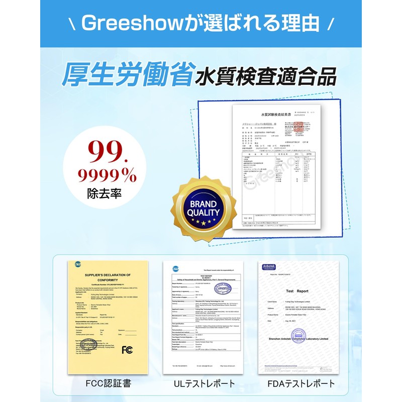 Greeshow GS-2801 Water Filter, Built-in Filter, Deep Green Filter, Replacement