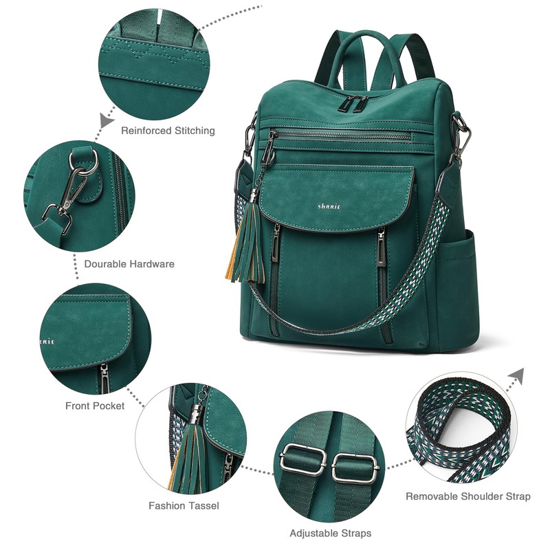 Shrrie Backpack Purse for Women Fashion Leather Backpack Purse Designer