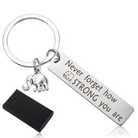 Mabor Elephant Keychain Elephant Inspirational Gifts for Women Strong Women Gifts Small Key Chain for Friend Family Animal Lovers with Box Packaging You Are Strong