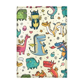 Quttie Passport Cover for Kids, Women and Men, Cute Travel Passport Holder (Cute Dragons Pattern)