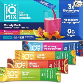 IQMIX Sugar Free Electrolytes Powder Packets - Hydration Supplement Drink Mix with Keto Electrolytes, Lions Mane, Magnesium L-Threonate, and Potassium Citrate - Flavor Name:: All Flavor Variety, Size: 20 Count (Pack of 1)