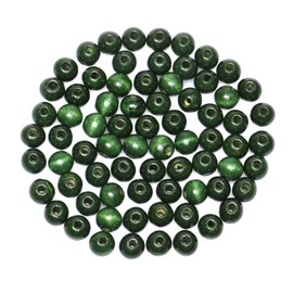 Gesserit 300 Pieces 10 mm Green Wooden Beads with 3 mm Hole for Handmade Crafts