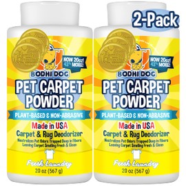 Bodhi Dog Natural Carpet Deodorizer Powder - Dry Pet Smell Eliminator & Urine Odor Remover - Loosens Fur & Dirt - Plant-Based Room Freshener for Vacuuming Home with Pets -Fresh Laundry (Pack of 2)