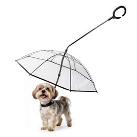 Namsan Small Dog Rain Umbrella, Windproof Rainproof Dog Umbrella with Adjustable Leash, Clear Dog Umbrella Leash for Small Dogs, Self-Assembly Puppy Walking Umbrella