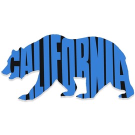 AV Bear Shaped California Sticker, Bumper Sticker for Cars, SUVs, Coolers and Tumblers (Black w/Blue Letters 2.5 x 5 Inches)