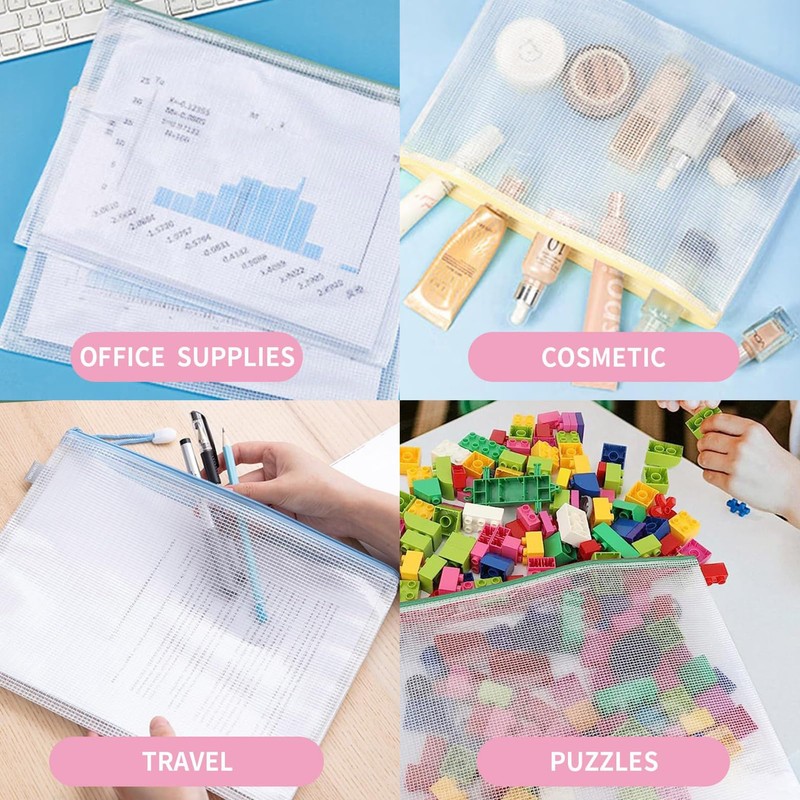 Mesh Zipper Pouch, A4 Mesh Zipper Pouch Pencil Bag, Clear