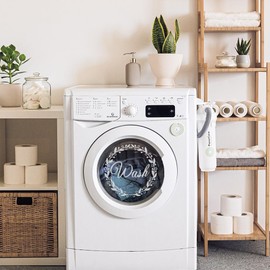 SUPERDANT Laundry Theme Wall Declas Wash & Dry Quotes Wall Sticker Vinyl Wall Decoration Sticker DIY Saying Wall Art Sticker for Laundry Washing Machine Dryer Decoration White 59 x 30 cm