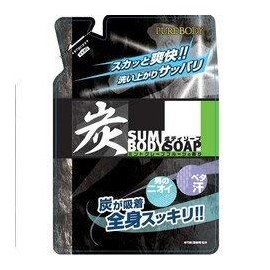 Charcoal Body Soap, Mint Grapefruit Scent, 13.5 fl oz (400 ml)