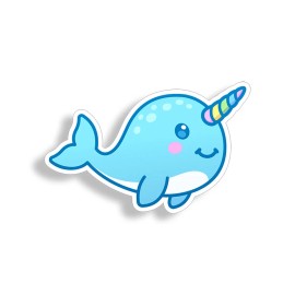 Reel Sticky Narwhal Unicorn Sticker Whale Cup Laptop Cooler Car Vehicle Window Bumper Decal