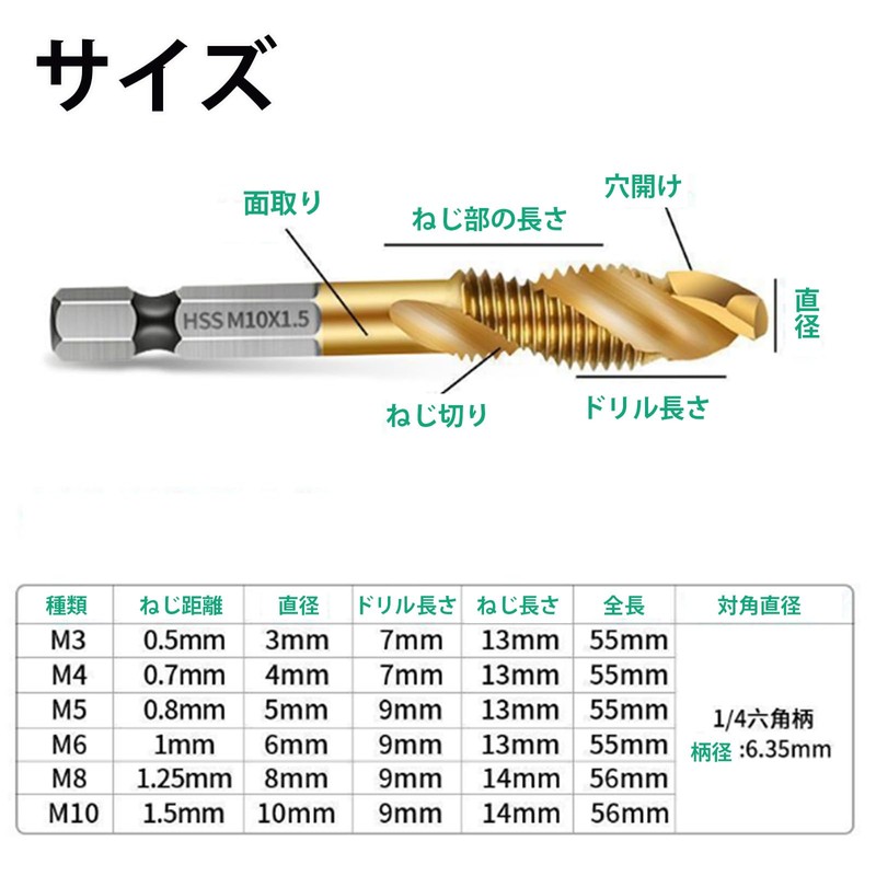 Hyack Tap Drill, Drill Tapping, Set of 6, Threading, Tap,