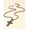 Black Cross Necklace, Men's Stainless Steel Large Cross Pendant Strong