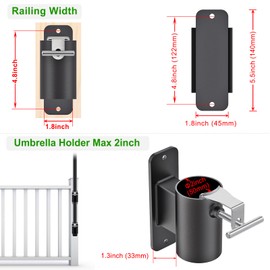 Lifeswell Heavy Duty Deck Railing Umbrella Holder, Patio Umbrella Stand for 1-2 Inch Poles, Space-Saving Design, Secure & Sturdy Post Flat Mount for Deck Railing, Balcony, Outdoor Courtyard, Fences