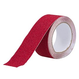 Cinta antideslizante, cinta de agarre para escaleras, pisadas, exteriores, interiores, impermeable, cinta de fricción, antideslizante, tiras antideslizantes de seguridad, 5 x 5 cm, color rojo