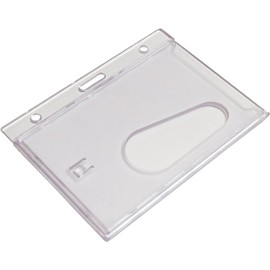 PCL Media ltd Clear Enclosed Rigid with Ejection Slot Closed Faced ID Card Badge Holders Single Sided Horizontal/Landscape Identity Plastic Pass Protector - Holds a 86mm 54mm cr80 Credit Card Sized