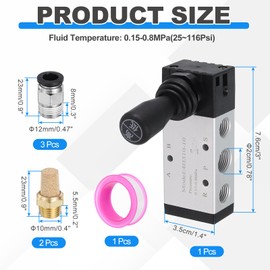 MECCANIXITY Pneumatic Valve 1/4" NPT, 5 Way 2 Position Air Solenoid Valve Manual Control Push Pull