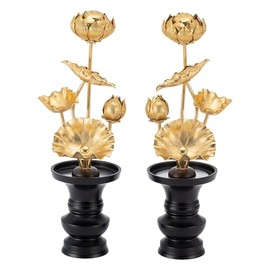Takita Shoten Buddhist Altar Store Constant Flowers with Flower Stand, 4 Inches (1 Pair), Total Height 8.5 inches (21.5 cm), Buddhist Altar, Everflowers, Made in Japan, Certificate Included
