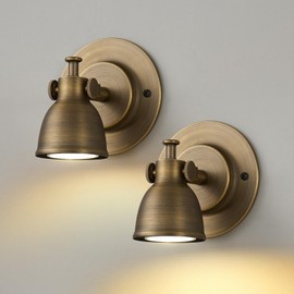 Bronze Small Wall Sconce Hardwired Set of 2 - Vintage Brass Mini Bell Light