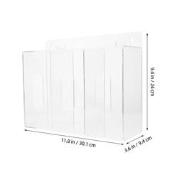 iplusmile Face Mask Dispenser 3 Grid Acrylic Glove Box Holder Wall Mount or Tabletop Clear Storage Container for Face Masks Gloves Transparent