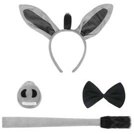 FXICH Donkey Ears Headband, Animal Costume Set with Ears and Tail, Fancy Dress for Cosplay, Birthday Parties, Carnival, Christmas Parties, High Quality Party Equipment, For Most People