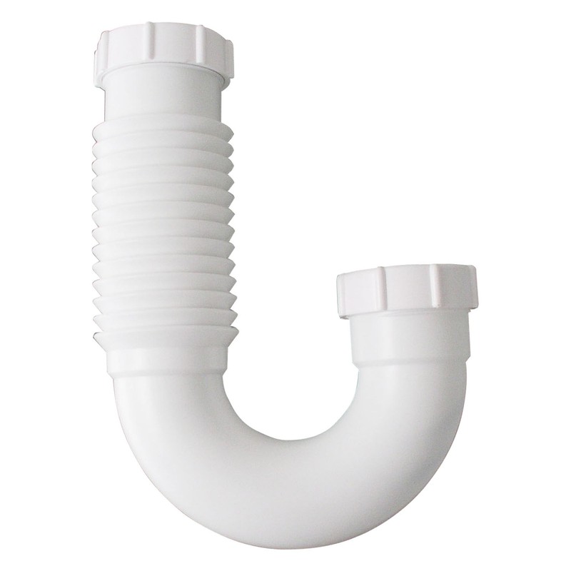 LDR Industries 506 6002 Polypropylene Flexible J-Bend Sink, 1-1/4"/1-1/2"