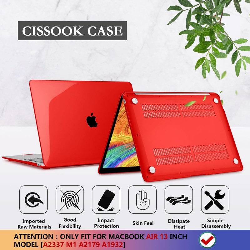 CISSOOK Compatible with MacBook Air 13 inch Case Red 2021