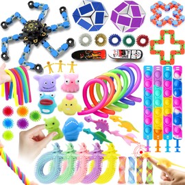Fidget Toys Pack, 50 Pcs Sensory Fidget Toys Set, Stress Anxiety Relief Squishy Fidget Toy for ADHD Autism Autistic Kids Adults, Party Bag Fillers Birthday Gifts for Teen Children Adult