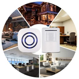 HommyFine Motion Sensor Alarm Detector, Wireless Visitor Door Entry Chime Alart with PIR Motion Sensor Detector and Plug-in Receiver for Business Home Office or Shop