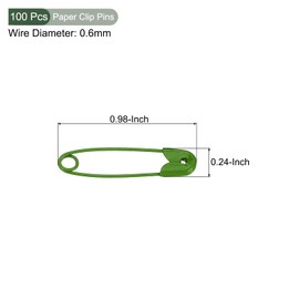 YOKIVE Pack of 100 Safety Pins Small Metal Sewing Needles | Crafts Ideal for Clothing, Knitting, Sewing (Green, 0.98 inches)