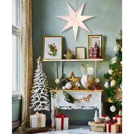 BRUBAKER 60 cm Paper Christmas Star for Hanging - Window Advent Star - 3D Paper Star with E14 Socket - Hanging Christmas Decoration Luminous Star with 3.5 m Cable - White