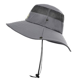 Surblue Boonie Hat Outdoor Sun Hat Breathable Wide Brim UV Protection Fishing Hat Foldable Waterproof Safari Hat for Hunting Hiking Camping Gardening,Grey