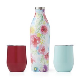 Cambridge Floral Wine Growler & Tumbler 3-Piece Set, 3 Count, Multi