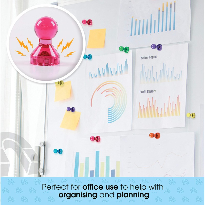 TMS Small Strong Fridge Magnets, 14 Pink Magnetic Push Pins