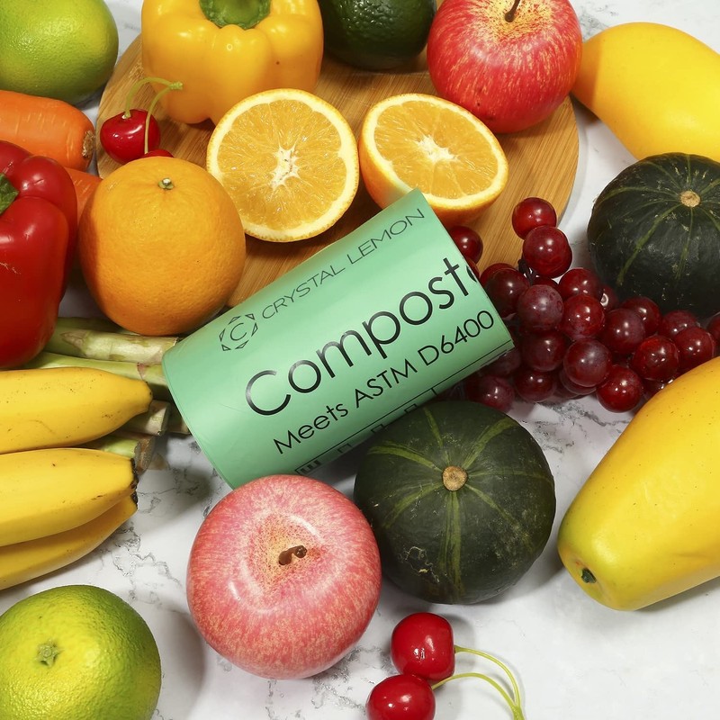 C Crystal Lemon 30 Counts Compostable Trash Bags, 6 Gallon