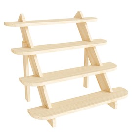 BYCY 4 Tier Wooden Display Riser, Earring & Ring Holder Stands, Cupcake Stands Organizer Showcase for Tabletop Shows and Home Using ,Wood Rustic Risers for Display Ideal Craft Funko Pop (4 Tier)