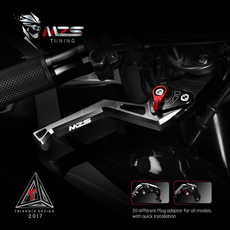 MZS Black Motorcycle Clutch Brake Levers Short Adjustable CNC Compatible