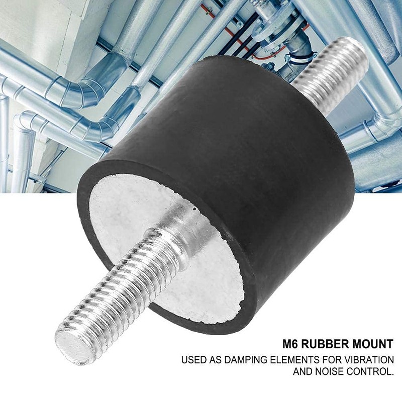 4pcs M6 Anti-Vibration Rubber Isolator Mounts with 2 Threaded Studs
