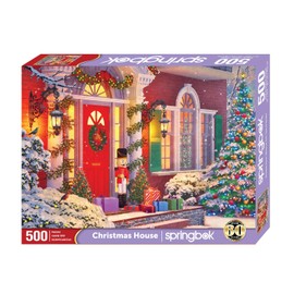 Springbok Christmas House - 500 Piece Jigsaw Puzzle for Adults - Colorful Outdoor Christmas Illustration - Made in USA- Perfect for Family Game Nights & Holiday Gatherings