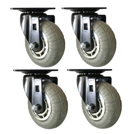 Headbourne 4 Pack 4" Designer Casters - Soft Rubber Non-Marking Wheels with Chrome Spokes & Black Swivel Plates - 22 lb Capacity per Caster - for Furniture, Carts & Industrial Use